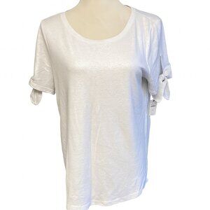 NWT Talbots White Tie-Front Short-Sleeve Tee – Size M